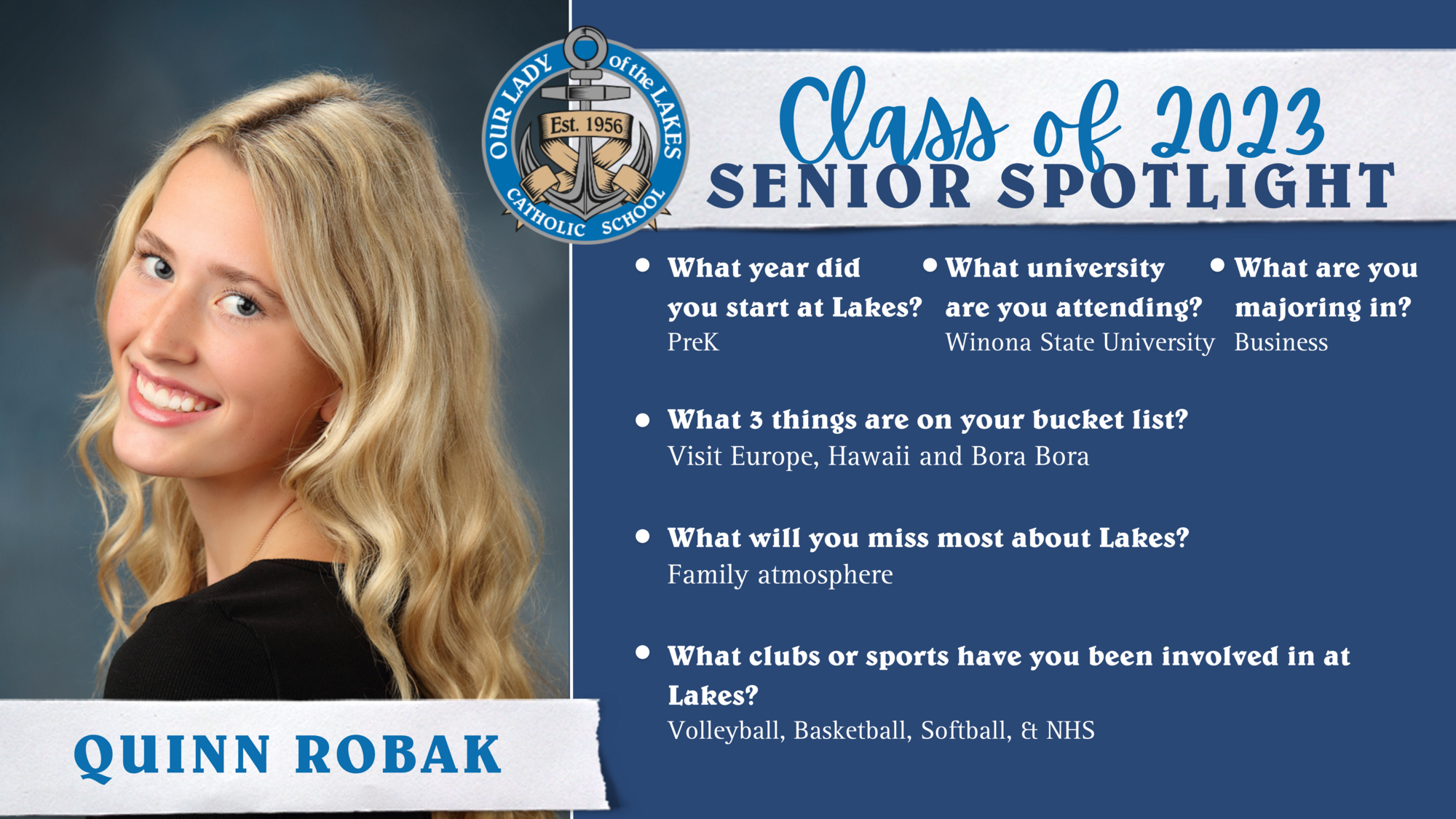 Class Of 2023 Senior Spotlight Our Lady Of The Lakes School Class Of 2023 Senior Spotlight Our Lady Of The Lakes School